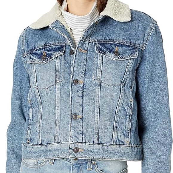 Hudson Jeans Women's Georgia Denim Jacket with Sherpa - Picture 3 of 5